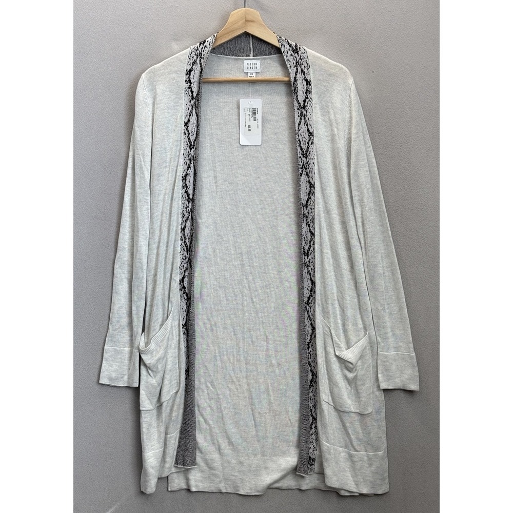 EVEREVE Peyton Jensen 100% Viscose Jayda Gray Duster Cardigan Snake Trim Size XS